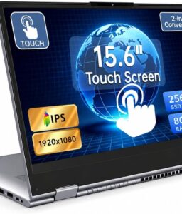 15.6" Yoga 2-in-1 Touchscreen Laptop Computer, AMD A9 Processor up to 3.2GHz, 8GB RAM 256GB SSD, Convertible Notebook with IPS FHD Display, USB-C, WiFi, Win11 Laptop for Work, Study & Home