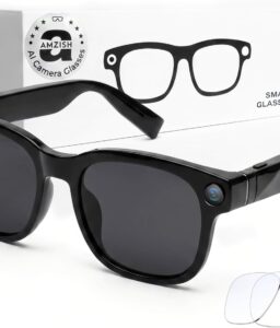 AI Smart Glasses with Camera, 8MP HD Bluetooth Camera Glasses for Women Men | 1080P Video Recording Sunglasses, Real Time Translation, Voice Assistant, Open Earbuds, Travel, Work, Vlog