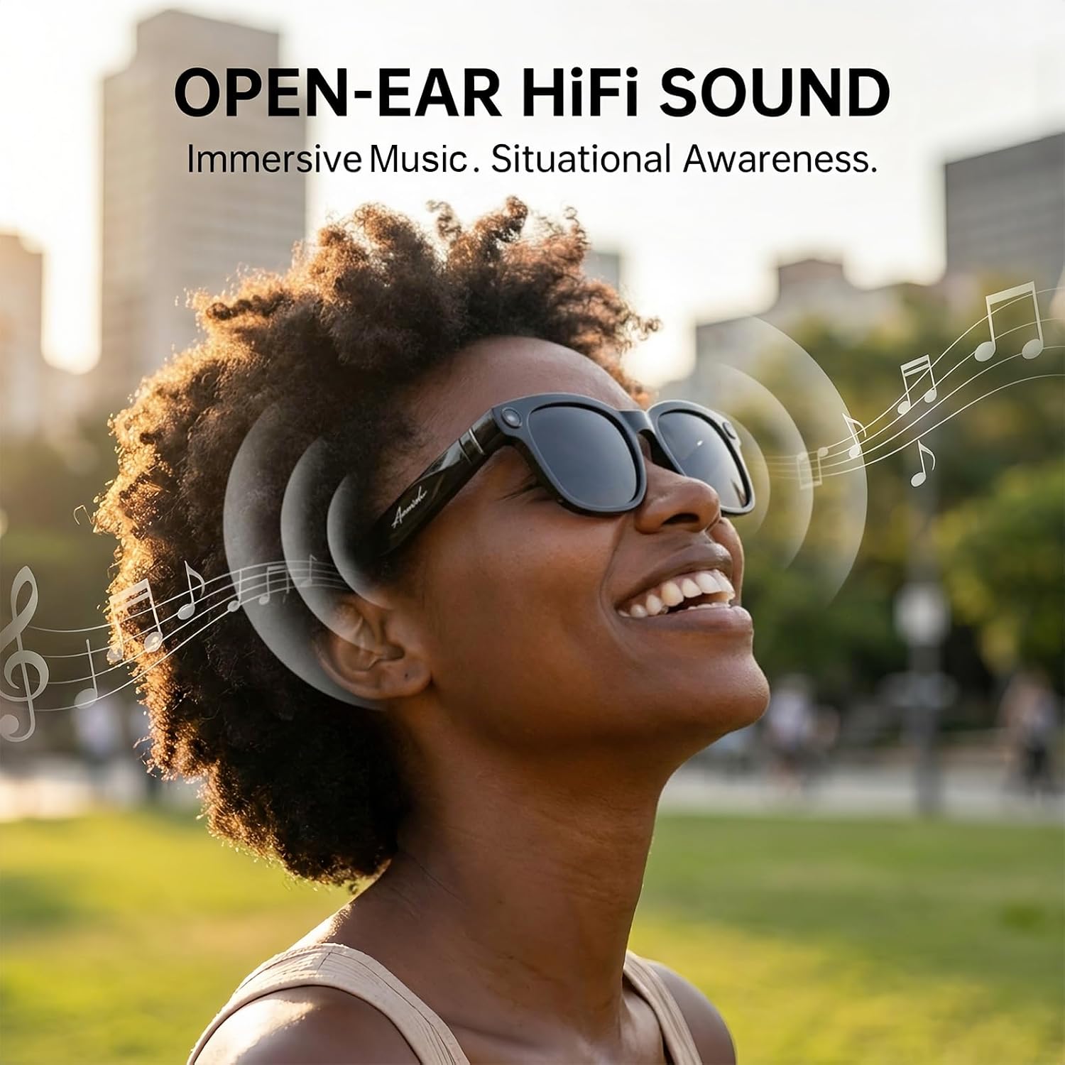AI Smart Glasses with Camera, 8MP HD Bluetooth Camera Glasses for Women Men | 1080P Video Recording Sunglasses, Real Time Translation, Voice Assistant, Open Earbuds, Travel, Work, Vlog - Image 8
