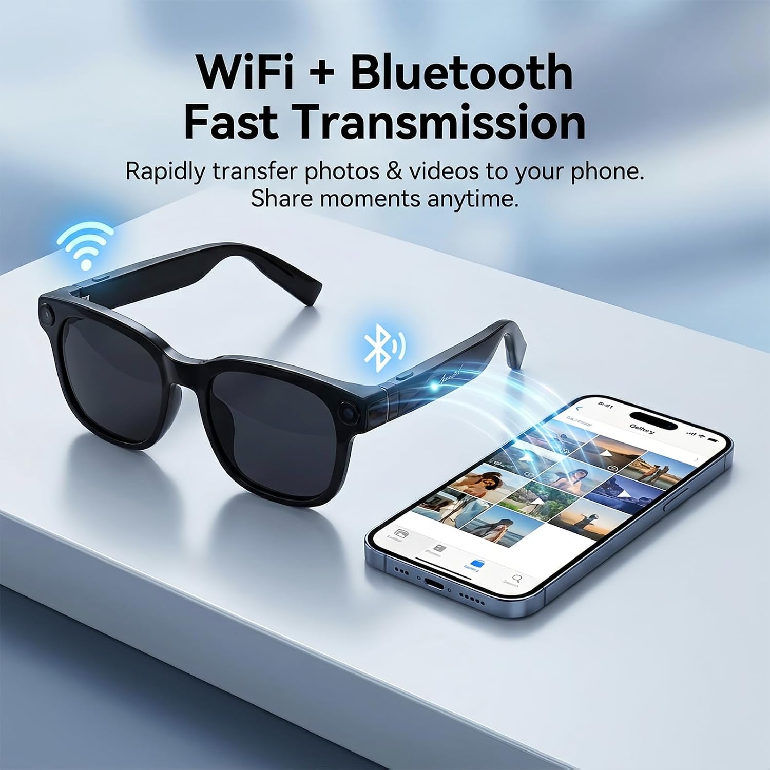AI Smart Glasses with Camera, 8MP HD Bluetooth Camera Glasses for Women Men | 1080P Video Recording Sunglasses, Real Time Translation, Voice Assistant, Open Earbuds, Travel, Work, Vlog - Image 9