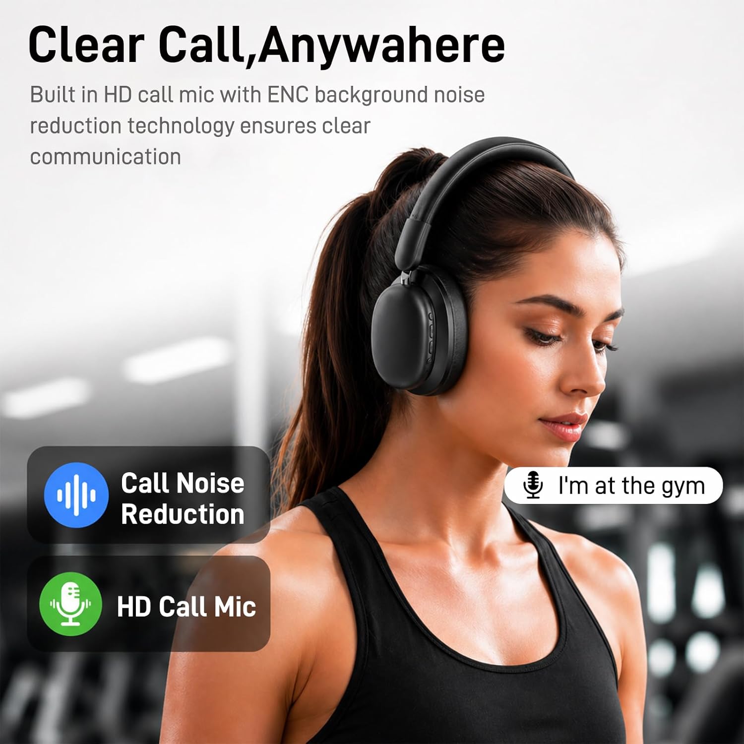 Bluetooth Headphones Over Ear, 75H Playtime Wireless Headphones with Microphone, Foldable Lightweight Headset with 3 EQ Modes, 3D Stereo Sound Low Latency for Travel Work Cellphone - Image 5