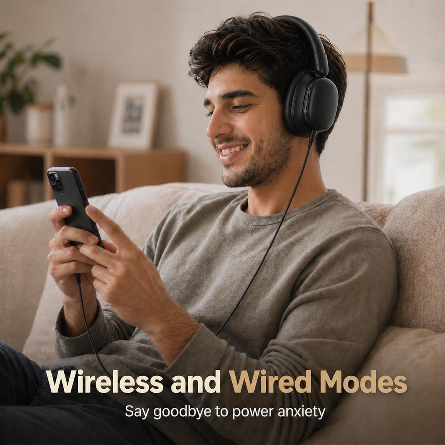 Bluetooth Headphones Over Ear, 75H Playtime Wireless Headphones with Microphone, Foldable Lightweight Headset with 3 EQ Modes, 3D Stereo Sound Low Latency for Travel Work Cellphone - Image 8